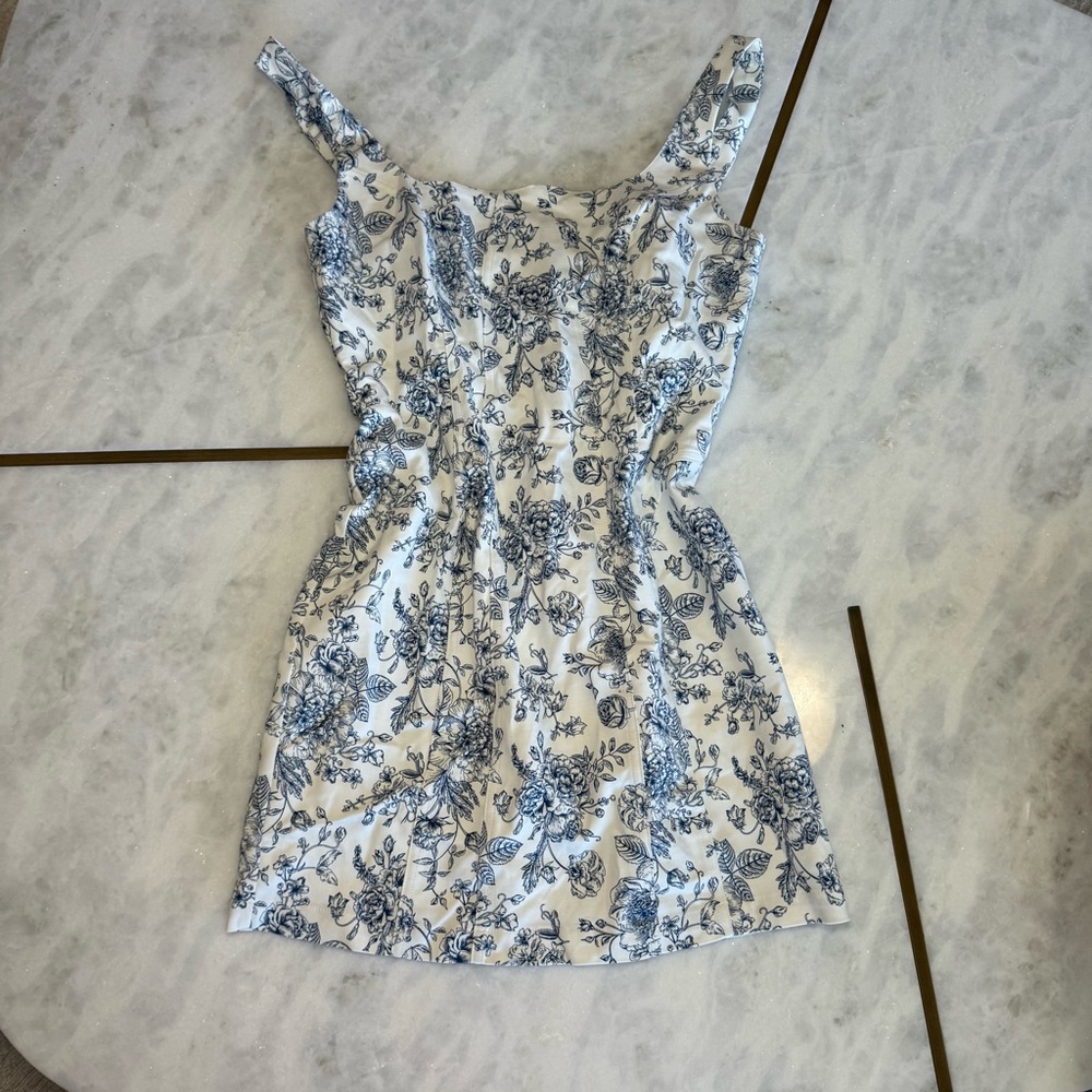 CHRISTIAN LACROIX Floral Blue and White Dress